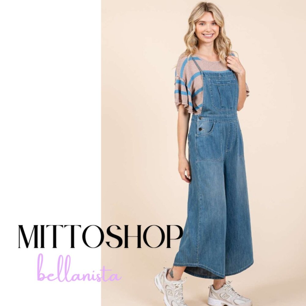 mittoshop Blue Denim Wide-Leg Jumpsuit